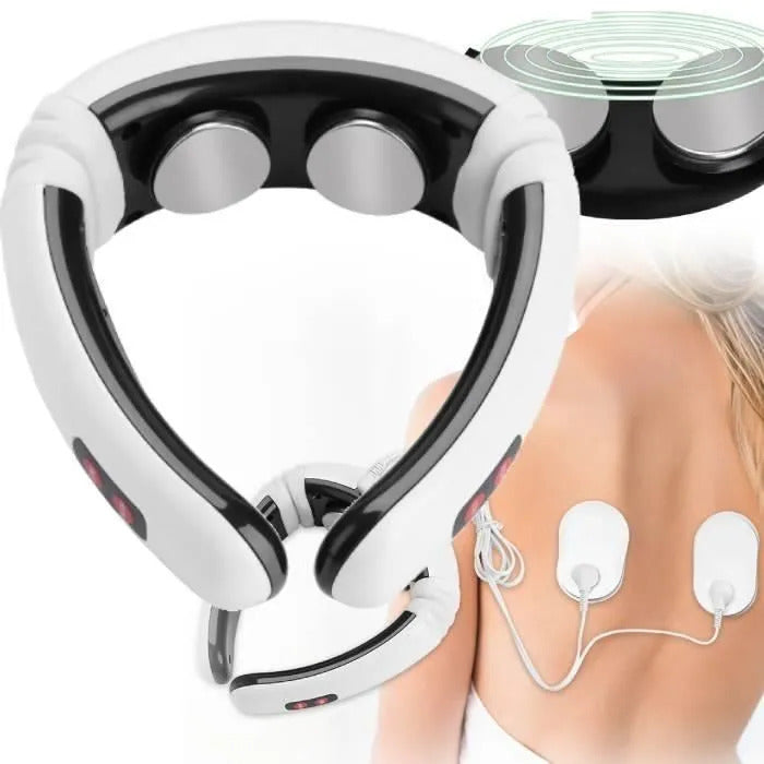 Masseur de cou - Méridien - Soulagement cervical - 6 modes de massage - 16 niveaux de résistance - Blanc