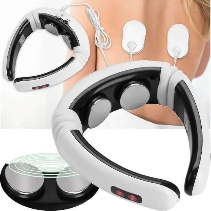 Masseur de cou - Méridien - Soulagement cervical - 6 modes de massage - 16 niveaux de résistance - Blanc